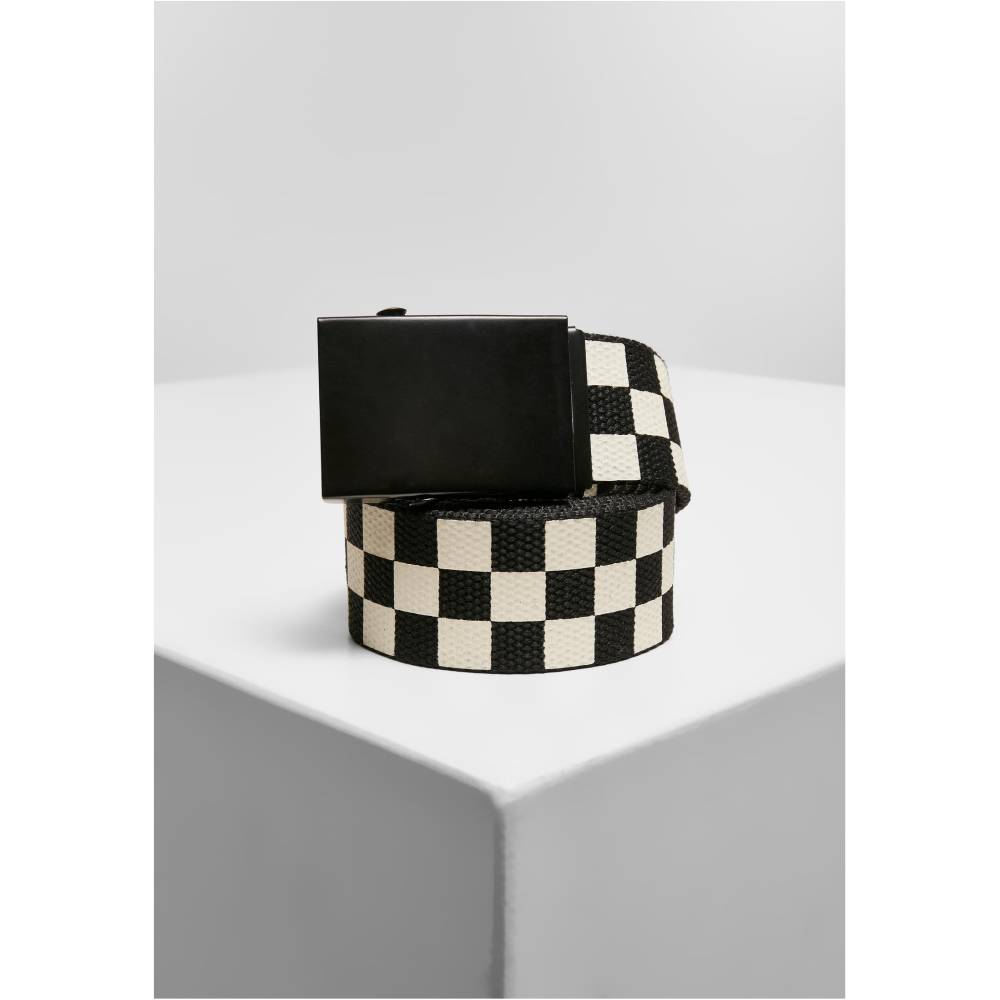 Urban Classics - Check And Solid 2Pack Canvas belt - Black/White